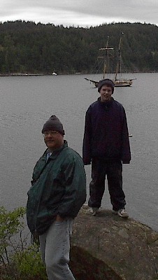 Picture of Matthew and I with Pacific Swift in background