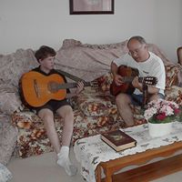 Matthew and I with guitars